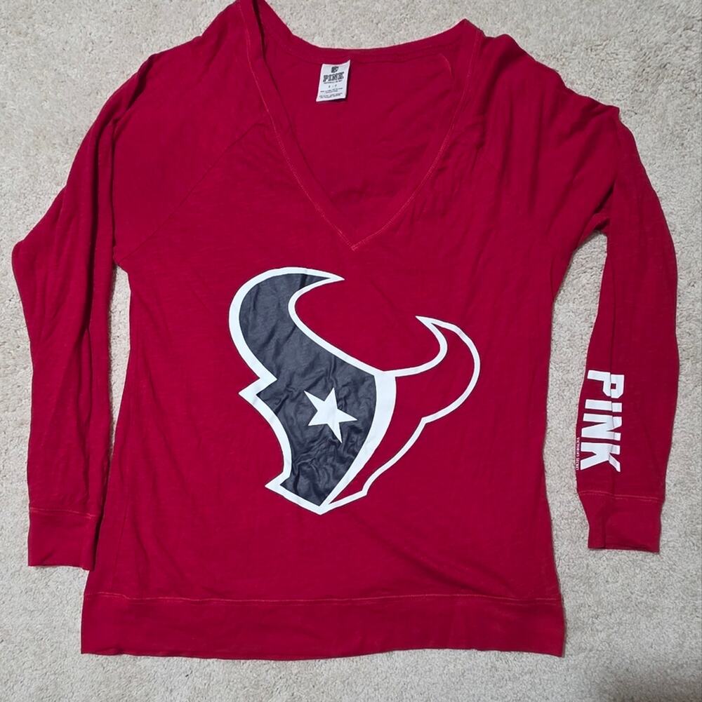 Women's Hoston Texans Long Sleeve Graphic Tee By PINK, size Small